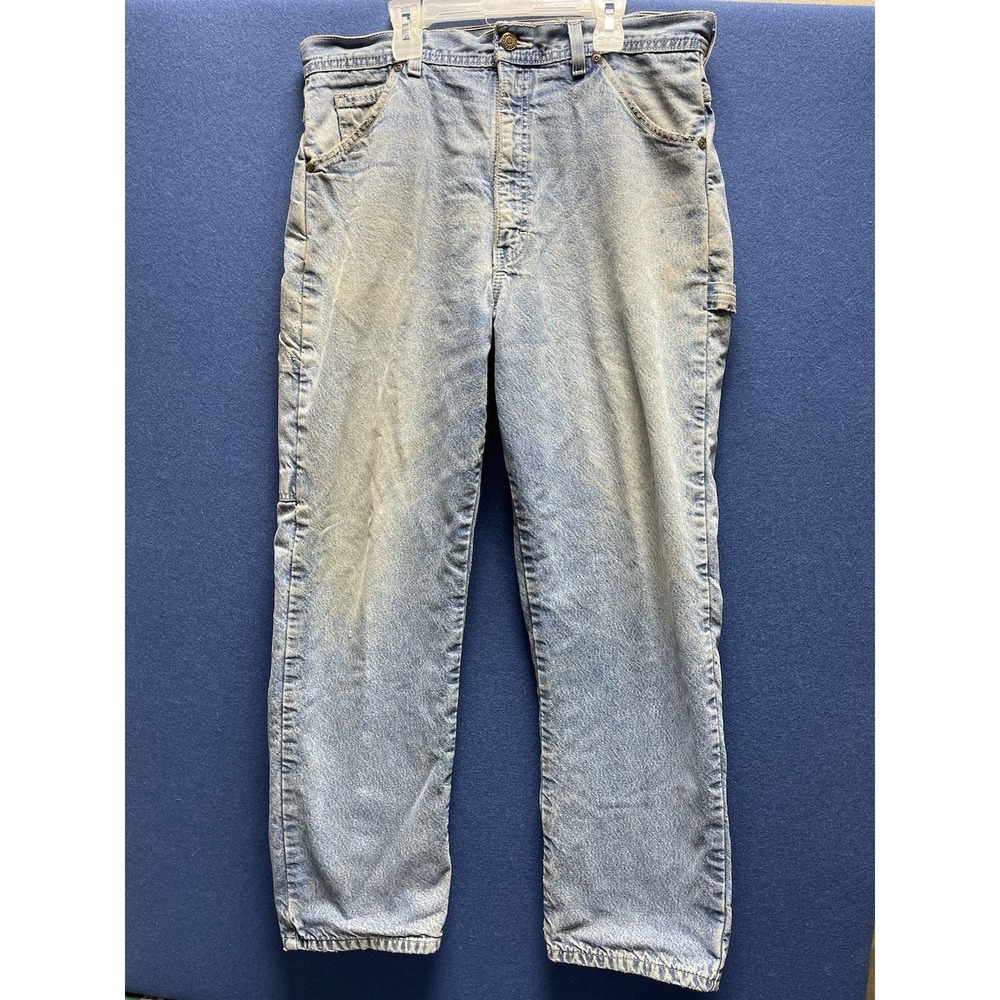 Key Polar King Jeans Men 34x30 Blue Flannel Lined Carpenter Winter Work FLAW